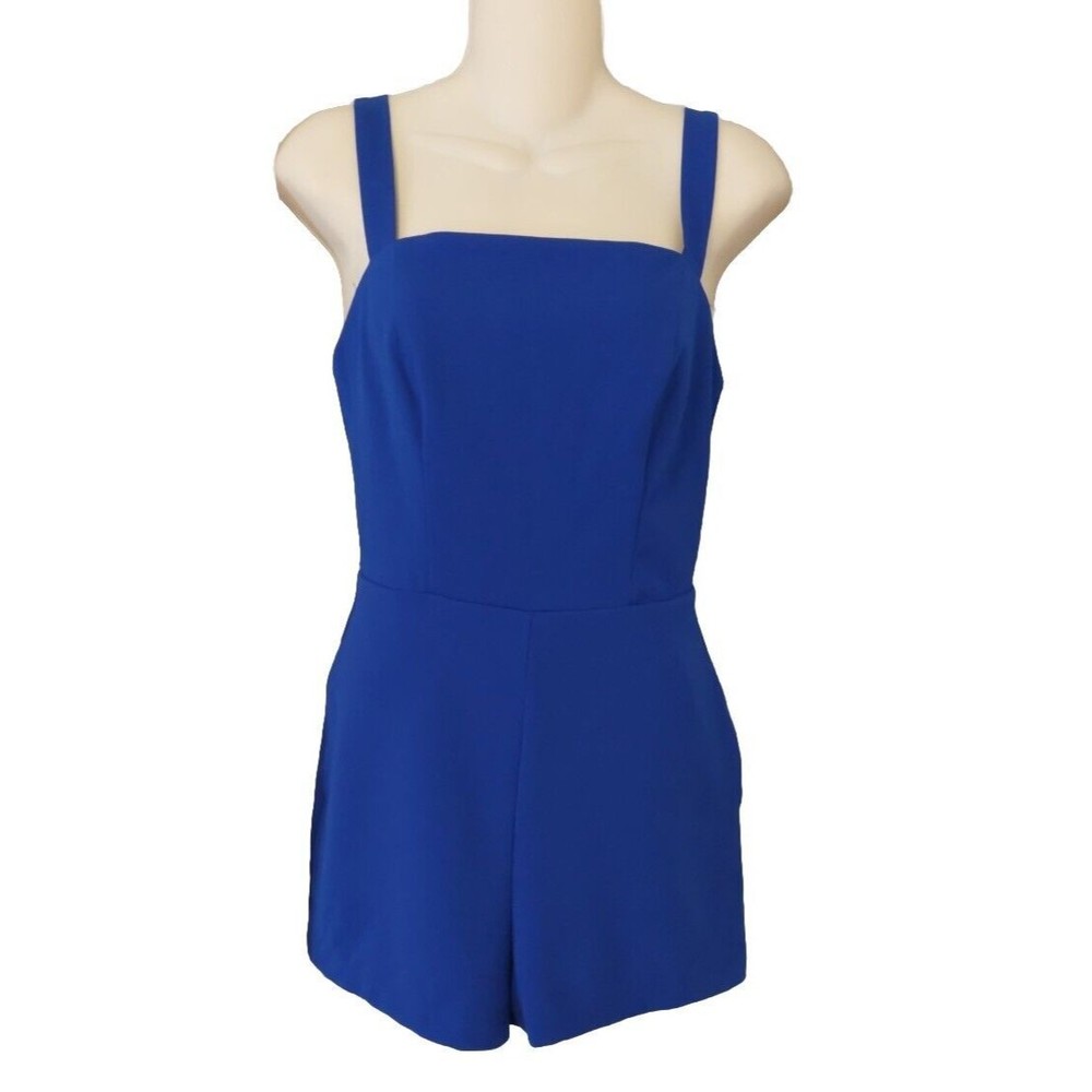 Crystal Sky Women’s Romper Shorts S Electric Blue Sleeveless Pockets New